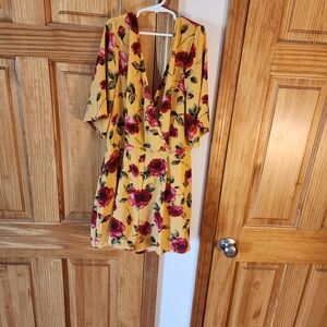 Trixxi Yellow Flutter Sleeve Mini Dress